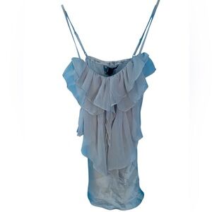 Urban Behavior VTG Y2K Ruffle Babydoll Gray Satin Cami Top NWT Size S